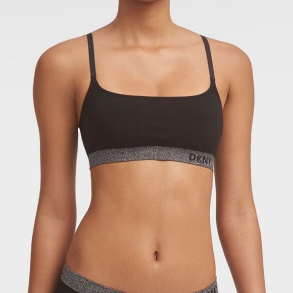 Dkny Other - Dkny Glitter Trim Logo Scoop Bralette dk4507